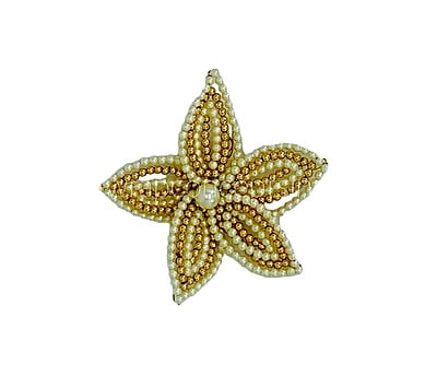 Pearl & gold beads flower (7 strings) Pearl & gold beads flower (7 strings)