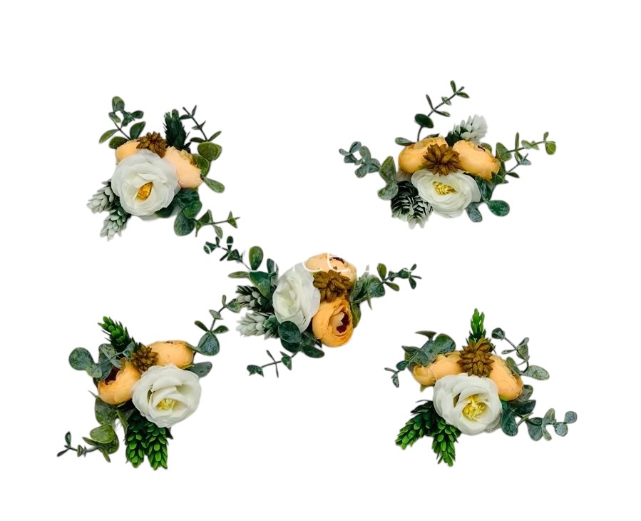 Twin Melon Peonies & White Rose Ready Bunch