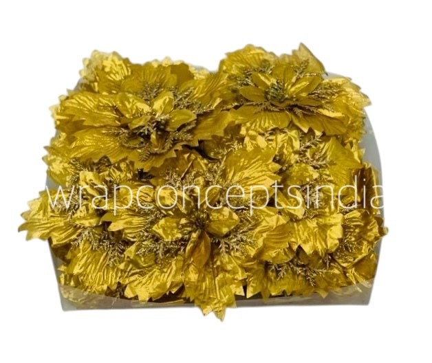 Gold Glitter Metallic Poinsettias