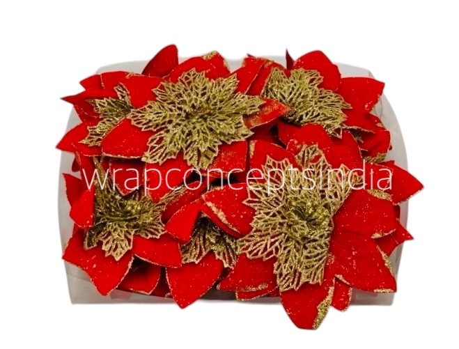 Red Flower with Gold Glitter Flower Centre Red Flower with Gold Glitter Flower Centre