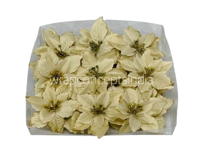 Light Gold Textured Poinsettias Light Gold Textured Poinsettias
