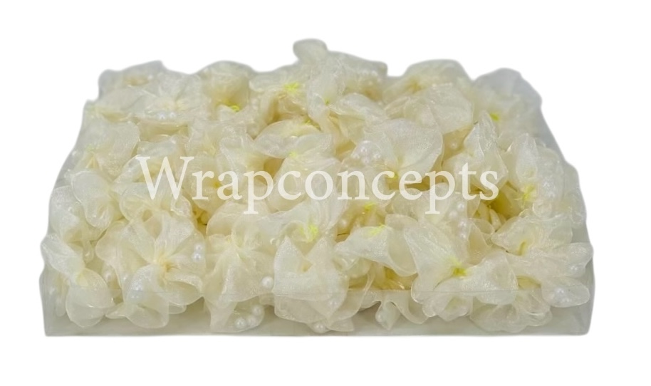 Ivory Organza Flowers with Pearls Ivory Organza Flowers with Pearls