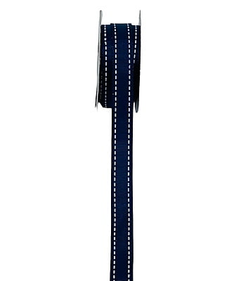 Grosgrain Ribbon with Cross Stitch Edges - Indigo Blue