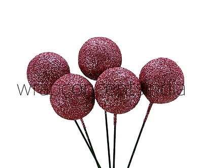 Pink Glitter Faux Balls - 30 MM