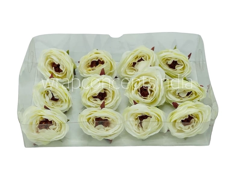 Camellia Flower - White with Maroon Centre