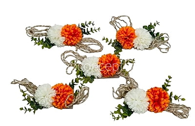 Orange & White Carnations Ready Bunch
