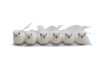 Gold Glittery Birds with Feather Tails