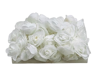 White Medium Foam Rose With Net White Medium Foam Rose With Net