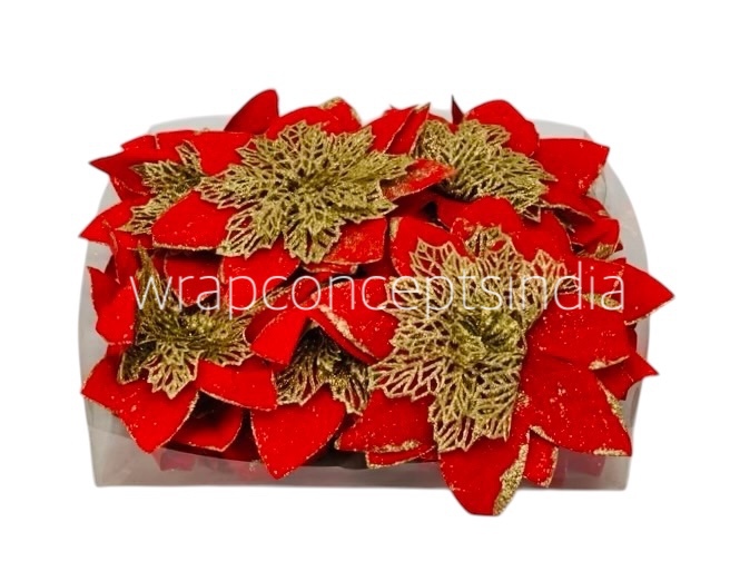 Red Flower with Gold Glitter Flower Centre Red Flower with Gold Glitter Flower Centre