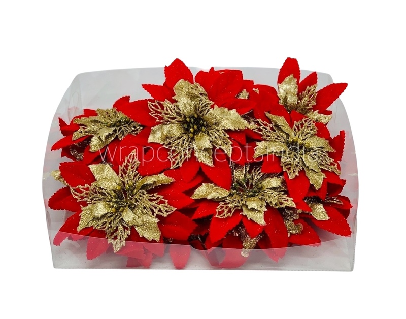 Red Flower with Gold Glitter Flower Centre Red Flower with Gold Glitter Flower Centre