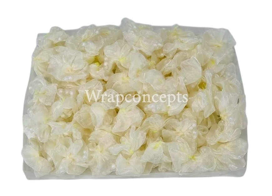 Ivory Organza Flowers with Pearls