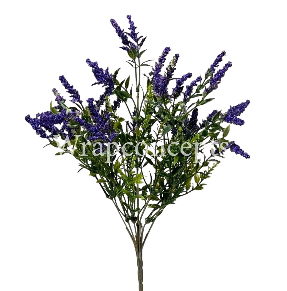 Deep Purple Frosted Conifers Leaves Bunch
