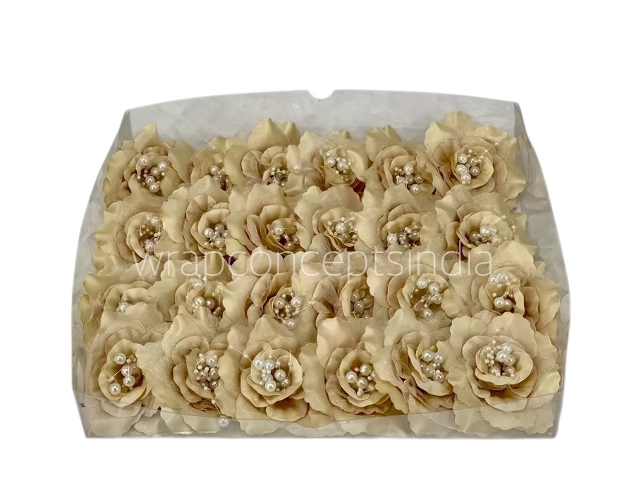 Champagne Rose With Pearls Center