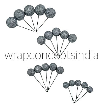 Silver Glitter Faux Balls - 20 Pcs Silver Glitter Faux Balls - 20 Pcs