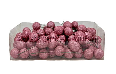 Pink Glitter Faux Balls - 30 MM