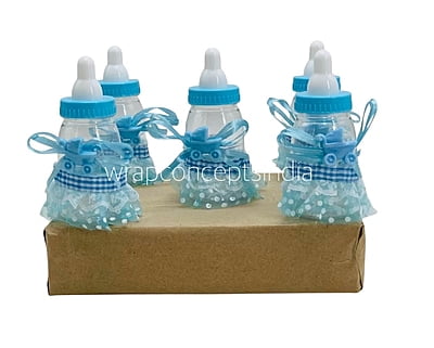 Pink/Blue Bottle with Frill & Motif