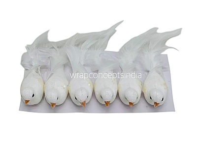 Gold Glittery Birds with Feather Tails