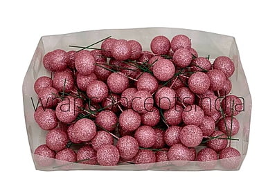 Pink Glitter Faux Balls - 30 MM