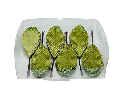 Moss Green Leaves with Glittered Edges