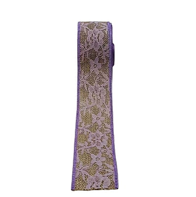 Jute Ribbon with Lilac Net Lace Jute Ribbon with Lilac Net Lace