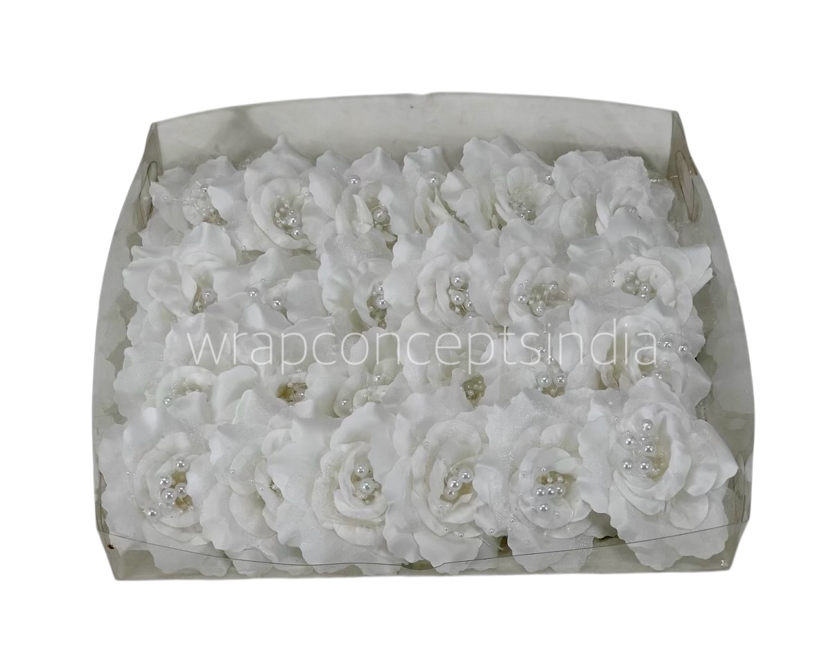 White Rose With Pearls Center