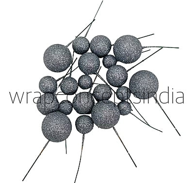 Silver Glitter Faux Balls - 20 Pcs