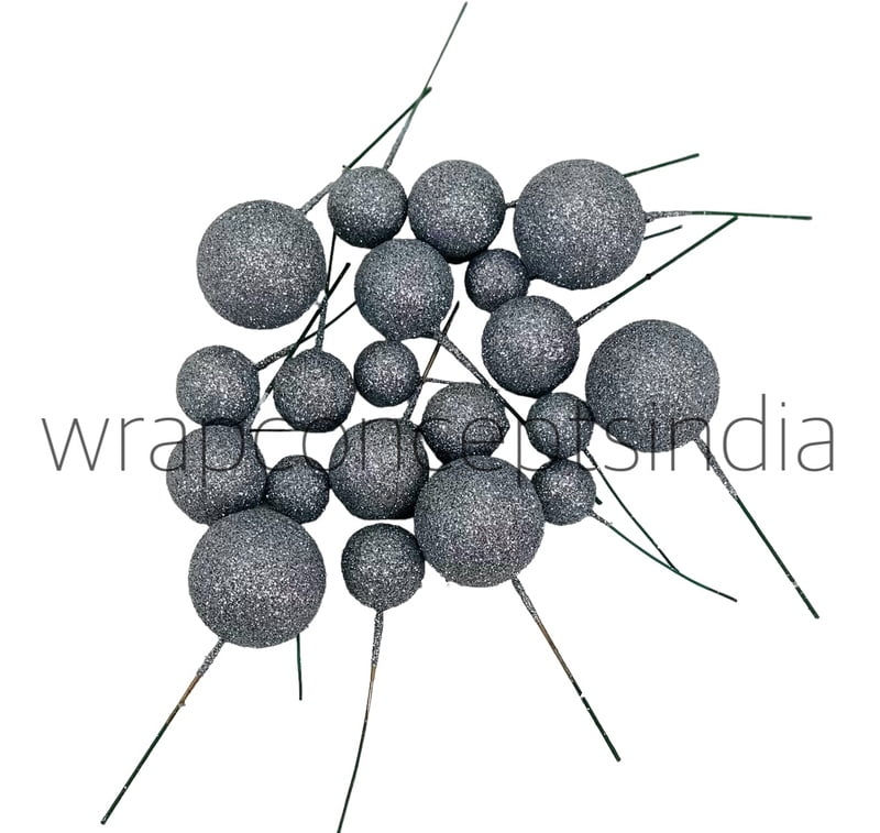 Silver Glitter Faux Balls - 20 Pcs Silver Glitter Faux Balls - 20 Pcs