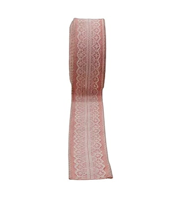 Peach Jute Ribbon withNet Lace