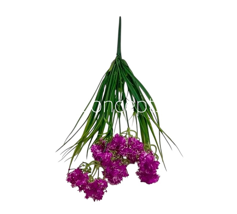 Long Grass Leaves with Magenta Flowers