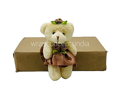 Teddy With Dress & Bow - Multicolour