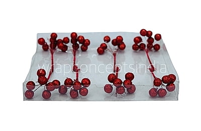 Red Glitter Holly Sticks