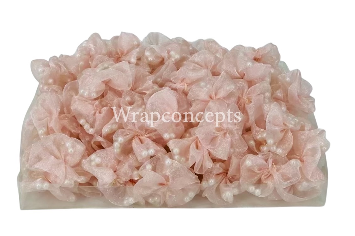 Peach Organza Flowers with Pearls Peach Organza Flowers with Pearls