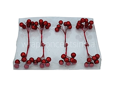 Red Glitter Holly Sticks