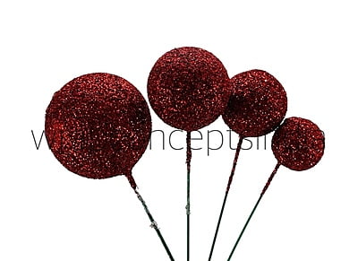 Red Glitter Faux Balls - 20 Pcs Red Glitter Faux Balls - 20 Pcs