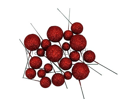 Red Glitter Faux Balls - 20 Pcs