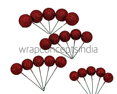 Red Glitter Faux Balls - 20 Pcs Red Glitter Faux Balls - 20 Pcs