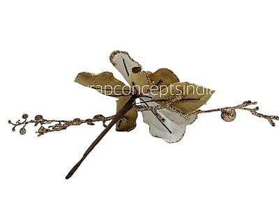 Gold & White Flower with Glitter Ferns