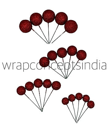Red Glitter Faux Balls - 20 Pcs Red Glitter Faux Balls - 20 Pcs