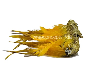 Gold Glittery Birds with Feather Tails