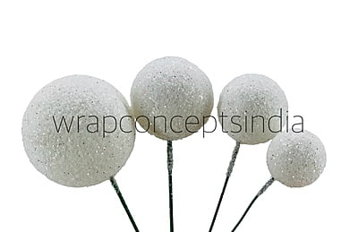 White Glitter Faux Balls - 20 Pcs White Glitter Faux Balls - 20 Pcs