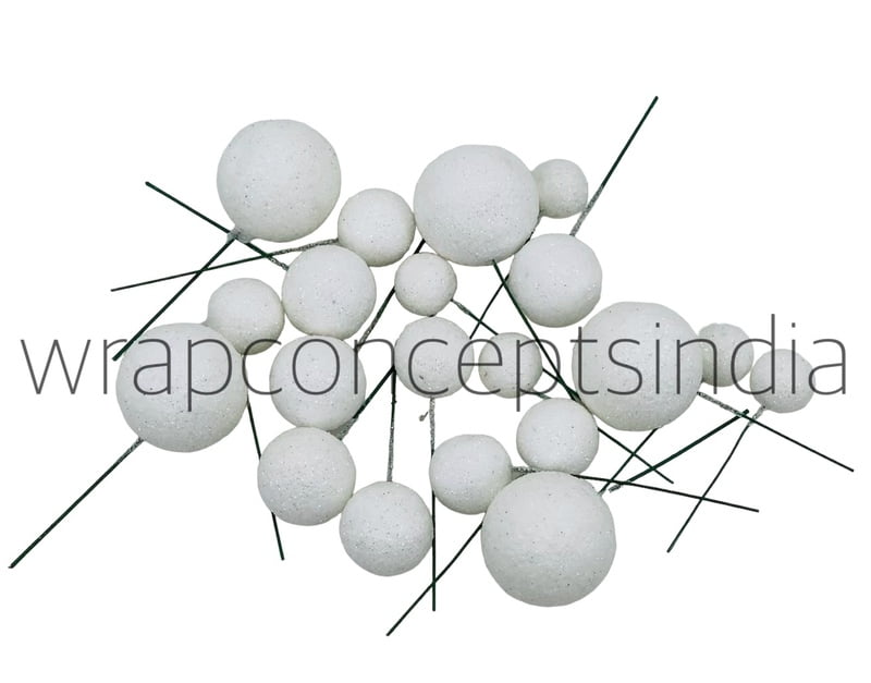 White Glitter Faux Balls - 20 Pcs White Glitter Faux Balls - 20 Pcs