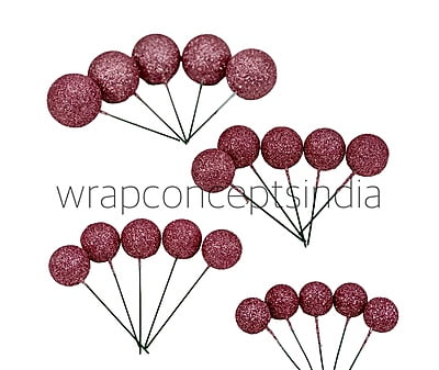 Pink Glitter Faux Balls - 20 Pcs Pink Glitter Faux Balls - 20 Pcs