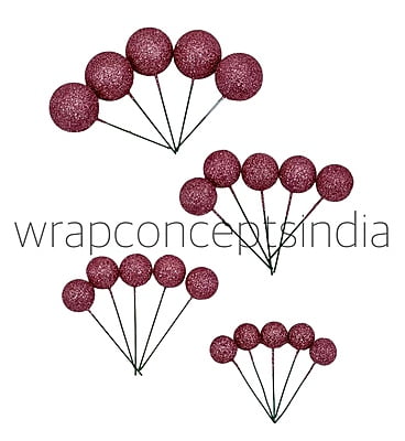Pink Glitter Faux Balls - 20 Pcs Pink Glitter Faux Balls - 20 Pcs