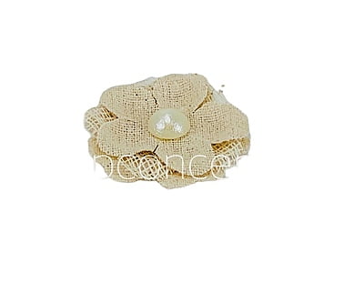 Jute Burlap Hessian Flower with Faux Pearl
