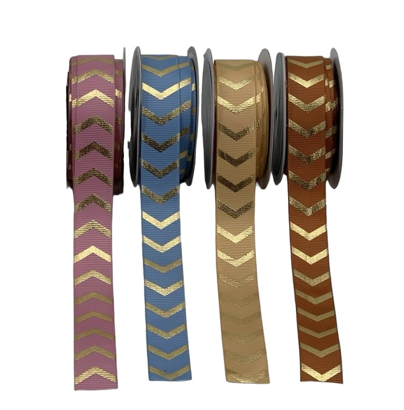 Gold Foil Chevron Grosgrain Ribbon