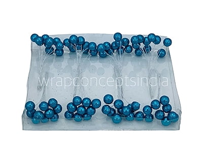 Blue Glitter Holly Sticks