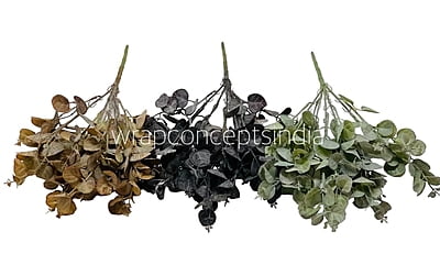 Leaves Bunch with Purple Flowers & White Fern